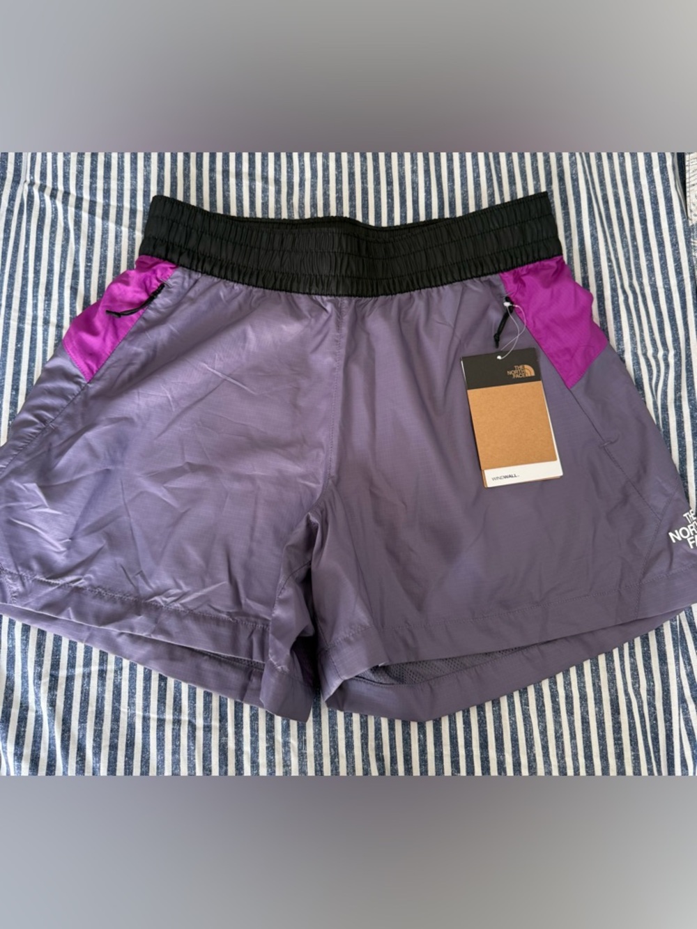 The North Face Women's Purple Athletic Shorts with Pink Paneling
